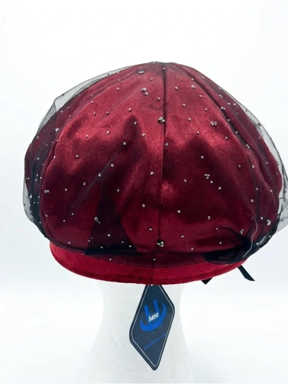 Red Rhinestone-Trim Women's Newsboy Cap